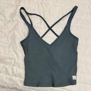 Vuori Women's Cropped Teal Ribbed Top- xs new